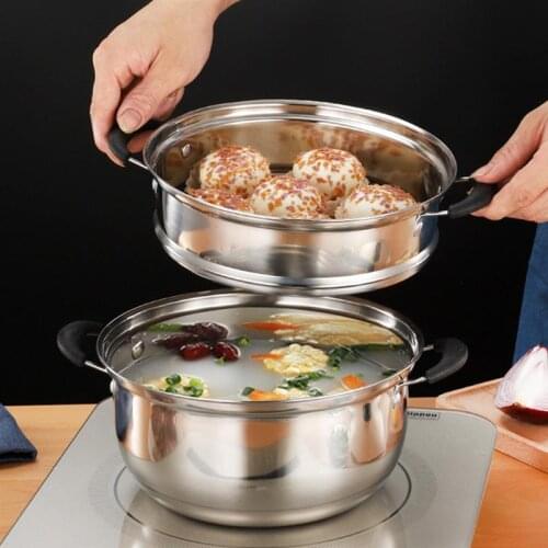 Kitchen Steam Pot Stainless Steel Stock Pot Practical Household Kitchen Food Cooking Steam Pot Multifunctional Cooking Pot