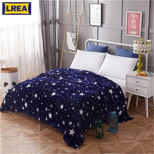 LREA плед night sky fabric microfiber cover the bed polar fleece fabric travel blankets airplane Soft and comfortable throw