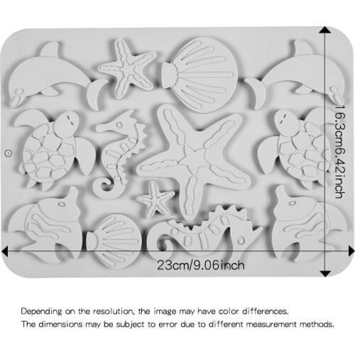 New Creative Underwater World Conch Shell Mould 3D DIY Practical Wave Star Fondant Cake Decoration Embossing Mold Silicone Mold