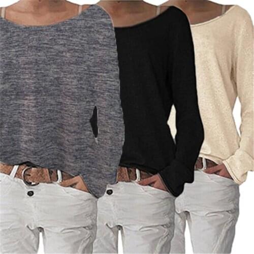 New Womens Long Sleeve Crew Neck T-shirt 2018 Ladies Plus Size Casual T Shirt Fashion Summer Autumn Loose Tops T-Shirt Hot Sale