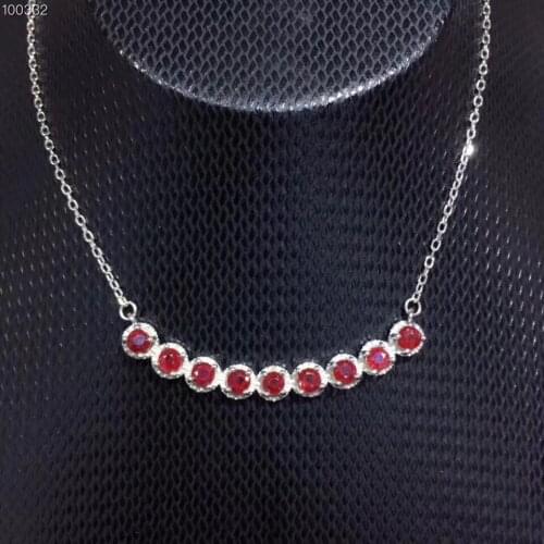 Natural red ruby gem Necklace natural gemstone Pendant Necklace S925 silver women Child Fashion Lovely elegant smiling Jewelry