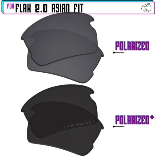EZReplace Polarized Replacement Lenses for - Oakley Flak 2.0 Asian Fit (AF) Sunglasses - BlackP Plus-BlackIRP