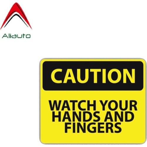 Aliauto Warning Car Sticker Caution Watch Your Hands and Fingers Decal Accessories PVC for Turk Toyota Hilux Passat B8,12cm*10cm