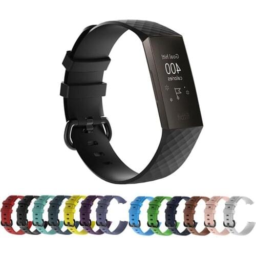 For Fitbit Charge 3/Charge 4 Straps, Soft Silicone Replacement Band for Fitbit Charge 3 SE/4 SE with Metal Buckle Wristband