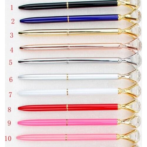 1000pcs Creative Crystal Glass Kawaii Ballpoint Pen Big Gem Ball Pen With Large Diamond 24 Colors Fashion School Office Supplies