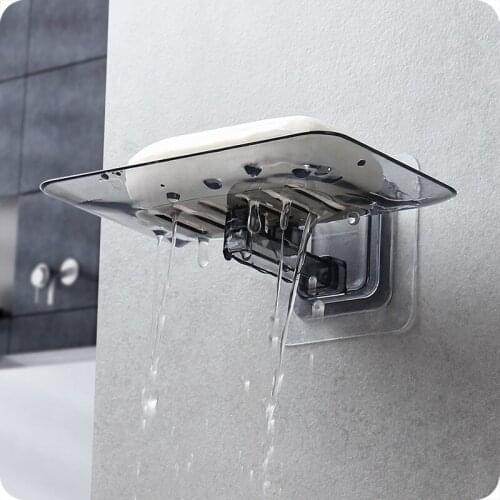 Soap Rack No Drilling Wall Mounted Double Layer Soap Holder Soap Sponge Dish Bathroom Accessories Soap Dishes Self Adhesive