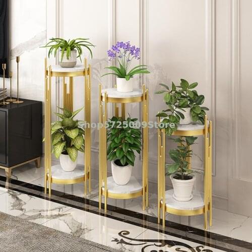 Light luxury marble flower shelf Nordic style living room floor decoration decoration interior simple modern multi-layer shelf