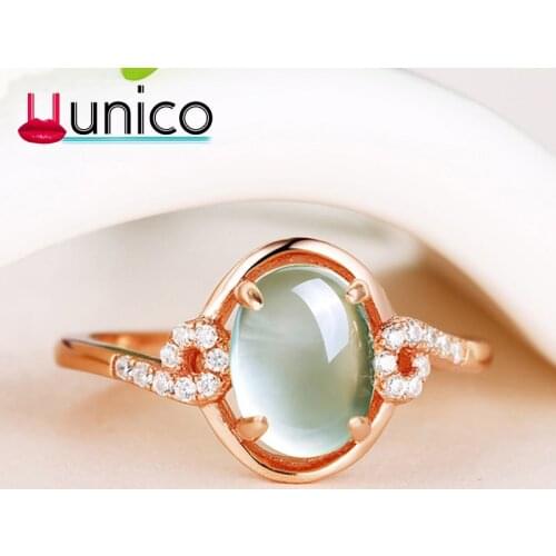UUNICO 2018 Chinese style Hibiscus stone pink crystal lady retro ring Adjustable size ring Sunday anniversary jewelry gift U712