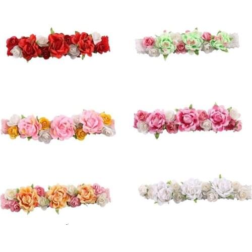 2020 Spring Flower Crowns Beach Hawaii Girls Floral Headband Garland Faux Rose Wreaths New Flower Headband for Kids