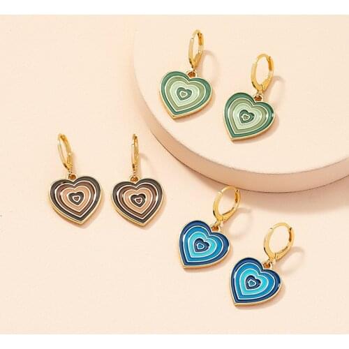 Y2K Jewelry Rainbow Heart Earrings For Women Metal Vintage Fashion Punk Hip Hop Earring Charms 90s Aesthetic New Gits Wholesale