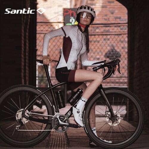 Santic Women Cycling Jersey Long Sleeve Spring Summer MTB Quick-drying Bicycle Jersey Breathable Bike Jacket Bicycle Clothing