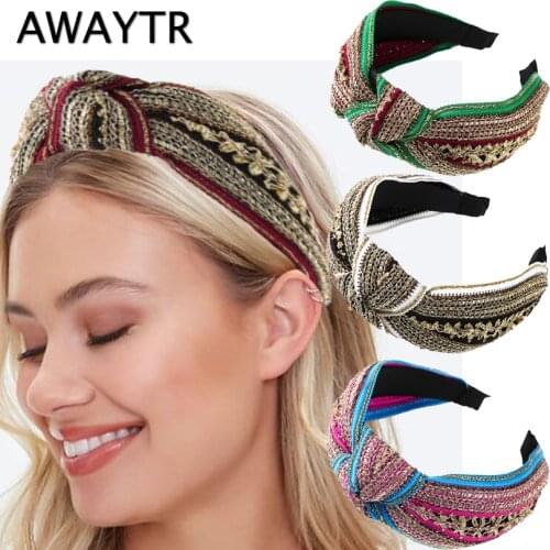 AWAYTR Knotted Hair Band The Middle Womens Broad-brimmed Headband Red and Green Hairpin Temperament Headdress Hair Accessories