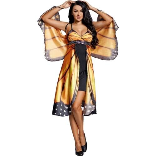 Women Sexy Butterfly Wings Colorful Costume Adult Halloween Club Belly Princess Dance Stage Performance Animal Cosplay