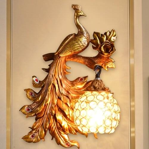 Gold Peacock Art Wall Light Bird Lamp Wall Sconces Nordic Modern Lighting Fixtures Home Decor Living Room Bedroom Lamp Luminaire