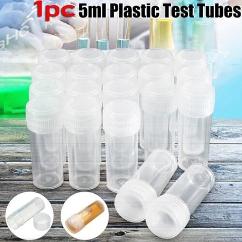 1 Pc 5ml Plastic Sample Bottle Test Tube Mini Bottles Translucent Storage 14x40mm Containers Vials V8X5