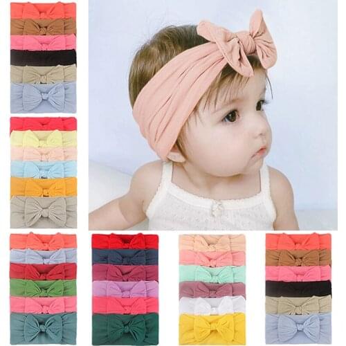 3/4/5/6Pcs/Set Cute Bowknot Baby Headband Soft Wide Newborn Baby Girl Hair Band Infant Knot Hairband Turban Baby Hair Accessorie