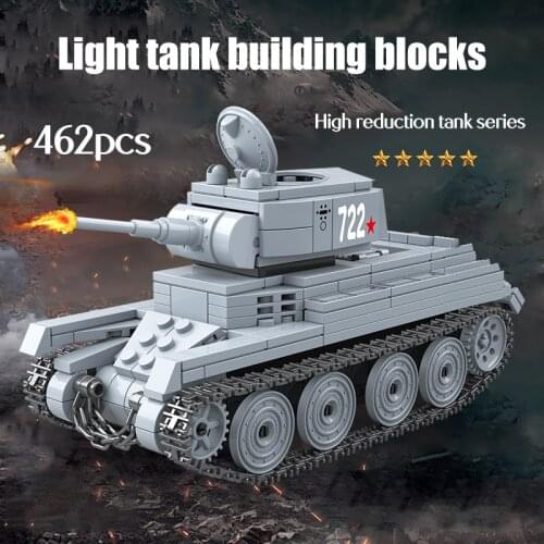462PCS Military Soviet Union BT-7L Light Tank Building Blocks Sets WW2 War Tank Army Soldiers Figures Blocks Toys For Boys