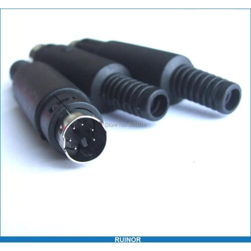 5 pcs 6 Pin Mini DIN Jack Male plug Connector Plastic Handle Cables Soldering