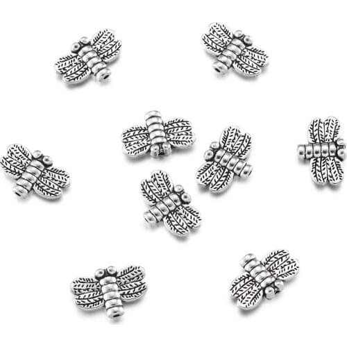 50Pcs Tibetan Silver Color Dragonfly Charm Metal Loose Beads Spacer For Handmade Jewelry Making Bracelet Earrings Accessories