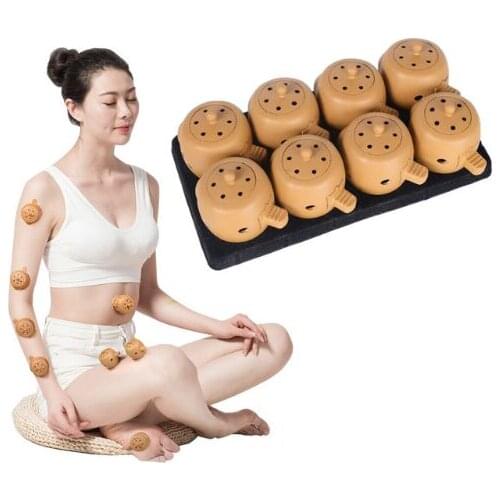 8Pcs/lot New Moxibustion Pot Chinese Traditional Physiotherapy Warm Moxa Moxibustion Cupping Body Points Massage Health Care