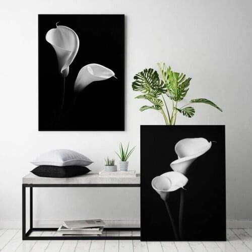 Abstract Wall Art Elegant Black White Flowers Paintings Nordic Canvas Posters Prints Living Room Bedroom Corridor Decoration