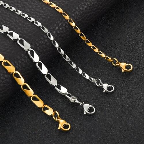New Style Stainless Steel Link Chain Fashion Gold/Silver Color Mens And Womens Necklace Gift Jewelry