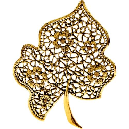 CINDY XIANG New Fashion Large Leaf Brooch Pins High Quality Vintage Metal Hollow Plant Leaves Brooches Unisex Party Jewelry Gift