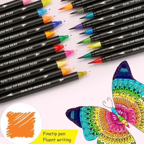 24pcs Color Double Head Comic Pen Watercolor Pen Kindergarten School Painting Statione Double-headed 24-color Hook Line Marker