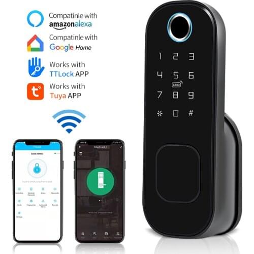 Eseye Outdoor Fingerprint Smart Card Key Digital Code Electronic Door Lock For Home Security Aluminium Alloy Metal Waterproof