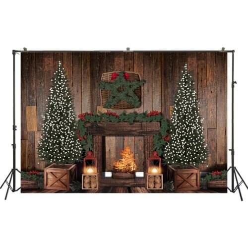 HUAYI Photography Backdrops Christmas Photo Background Christmas Xmas Fireplace Family Party Studio Photobooth BackdropW-3423
