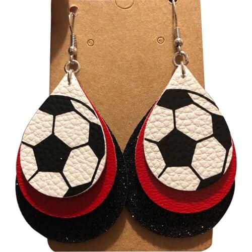 Custom Made To Order Layered Football Color Faux Leather Earrings Glitter School Spirit Lightweight Team Colors