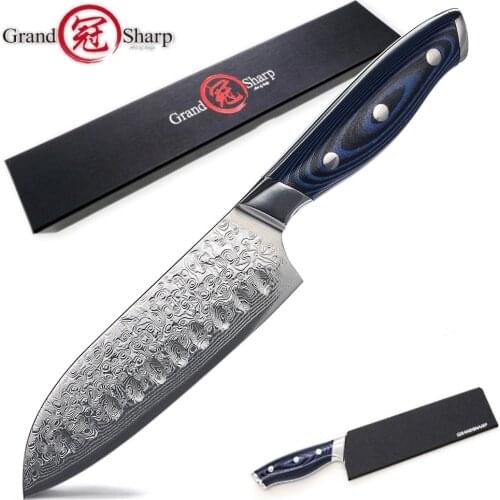Damascus Kitchen Knives Chef Knife Damascus Steel 5 Inch Japanese Santoku Knife vg10 Japanese Damascus Steel Cutlery Chef Tools