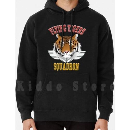 Flying Tiger Squadron-Air Force Merchandise Hoodie Long Sleeve Flying Tigers World War 2 Pilot Airplane Wwii