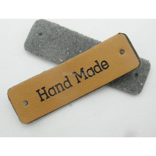 LLNOS brown pu labels for garment square shape 50pcs DIY hand made sewing supplies