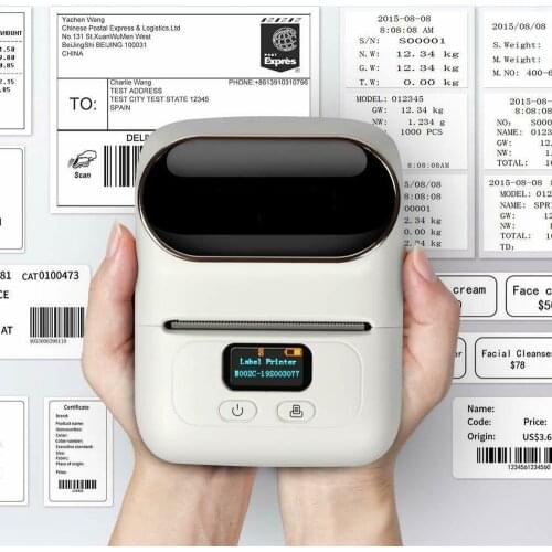 Phomemo M110 Label Printer Photo Wireless Bluetooth Mini Thermal Printer Price Tag Printer Maker Machine with 1 Roll Label Paper