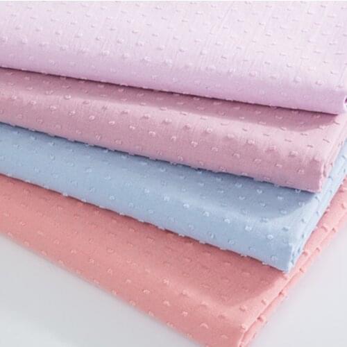 145cm Width Dots Jacquard Fabric Plain Woven Cotton Fabric 100% Cotton for Dress,Shirt,Black,White,Pink,Blue,Yellow,by the meter