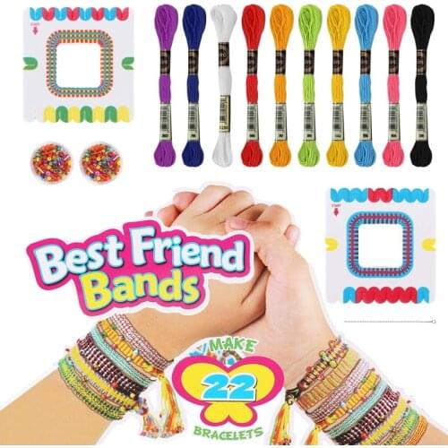 Kids DIY Bracelet Making Set Colorful Ropes Beads Kit for Making Friendship Necklace Art Craft Jewellery for Girls Gifts
