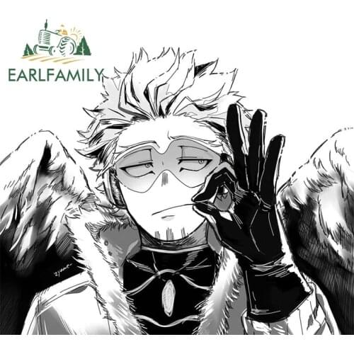 EARLFAMILY 13cm Auto Cartoon Car Stickers for Hawks Art My Hero Academia Car Styling Waterproof Window Bumper Decor Sticker