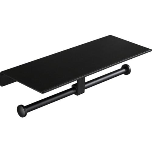 Wall Mounted Toilet Paper Roll Holder with Shelf Aluminum Double Roll Tissue Holder Bathroom Accessories Naill-free