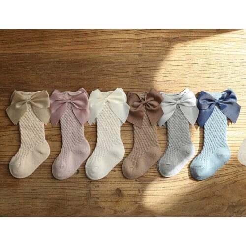 Citgeett Baby Girls Hollow Mesh Socks Breathable Summer Sweet Style Solid Bow Socks