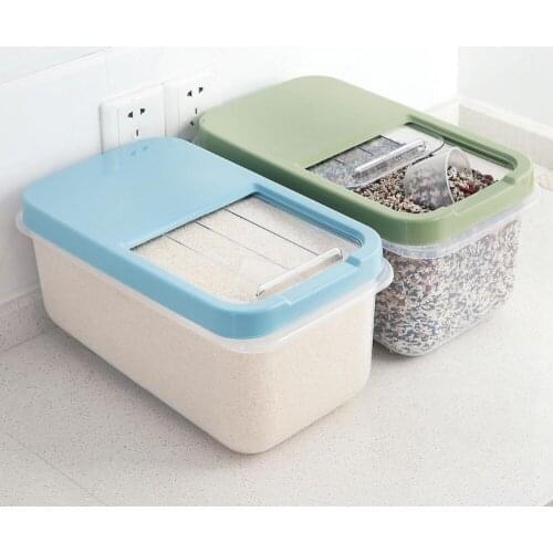 New 40cm Kitchen Rice Storage Box Grain Container Kitchen Organizer Large Plastic Flour Rice Boxes Dust-Proof Moisture