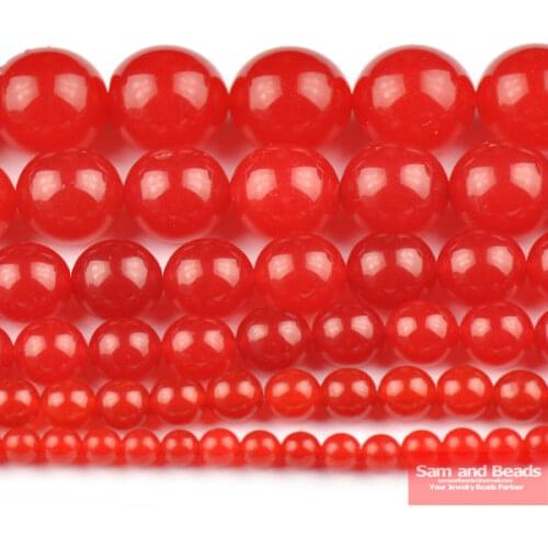 Wholesale Natural Stone Red Chalcedony Beads For Jewelry Making Strand 16" Pick Size 4 6 8 10 12 mm RJB01