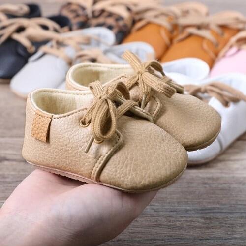 0-1 Year Old Baby Lace Up Walking Shoes for Newborn Leopard Print Soft Bottom Breathable Prewalker