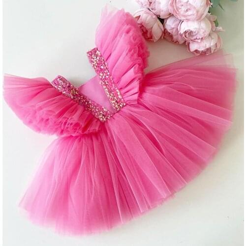 Dress For Girls Princess Party Tutu Sequin Bowknot Clothes Kids Elegant Wedding Birthday Prom Gown Children Christmas Costume