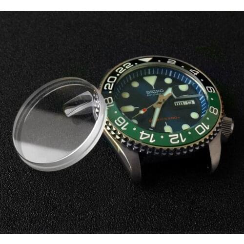 Flat 31.5*4.5mm with date + stepped edge watch crystal For Seiko SKX007 SRPD55K2 Slopping Ceramic Bezel Mineral glass Parts