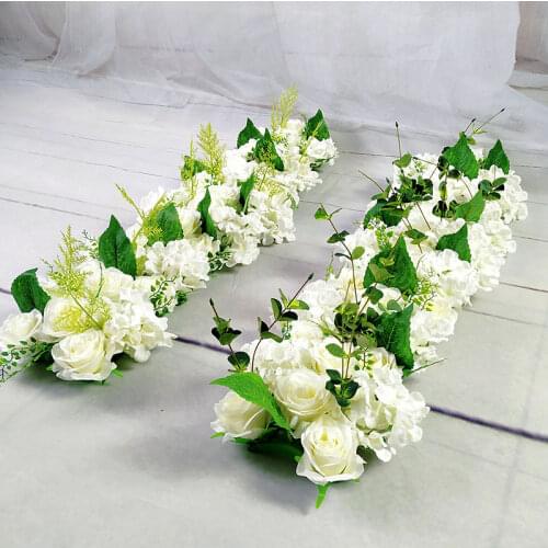 Luxury Wedding Road Cited Flowers Silk Rose Peony Hydrangea DIY Arched Door Flower Row Window T Station Wedding Decoration 50cm