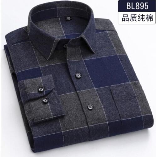 7XL100% Pure Cotton 8XL Lad Casual Slim Fit Shirt Men Longsleeve Shirt for Men Dad Loose Plaid Shirt Plus Size Button Up Shirt