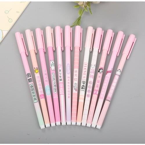 40 pcs Creative Stationery Teen Heart Pink School Bully Neutral Pen Cute Student Text Waterborne Personality Signature Pen