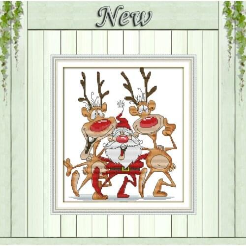 Santa and the reindeer animal painting counted print on canvas DMC 14CT 11CT chinese Cross Stitch Needlework Set Embroidery kits