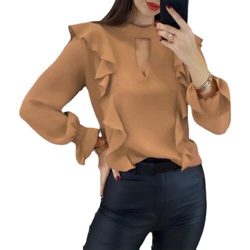 Shuangfuxiang Women's Ruffle Shirts